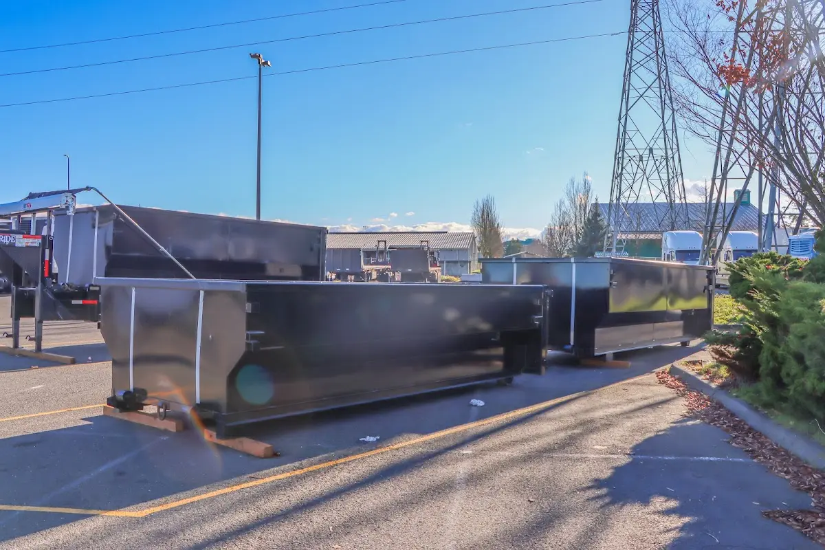 Roll-off dumpster ready for waste disposal at job site for Demolition Dumpster Rental in Merriam